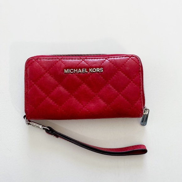 Michael Kors Handbags - Red quilted leather MK wristlet